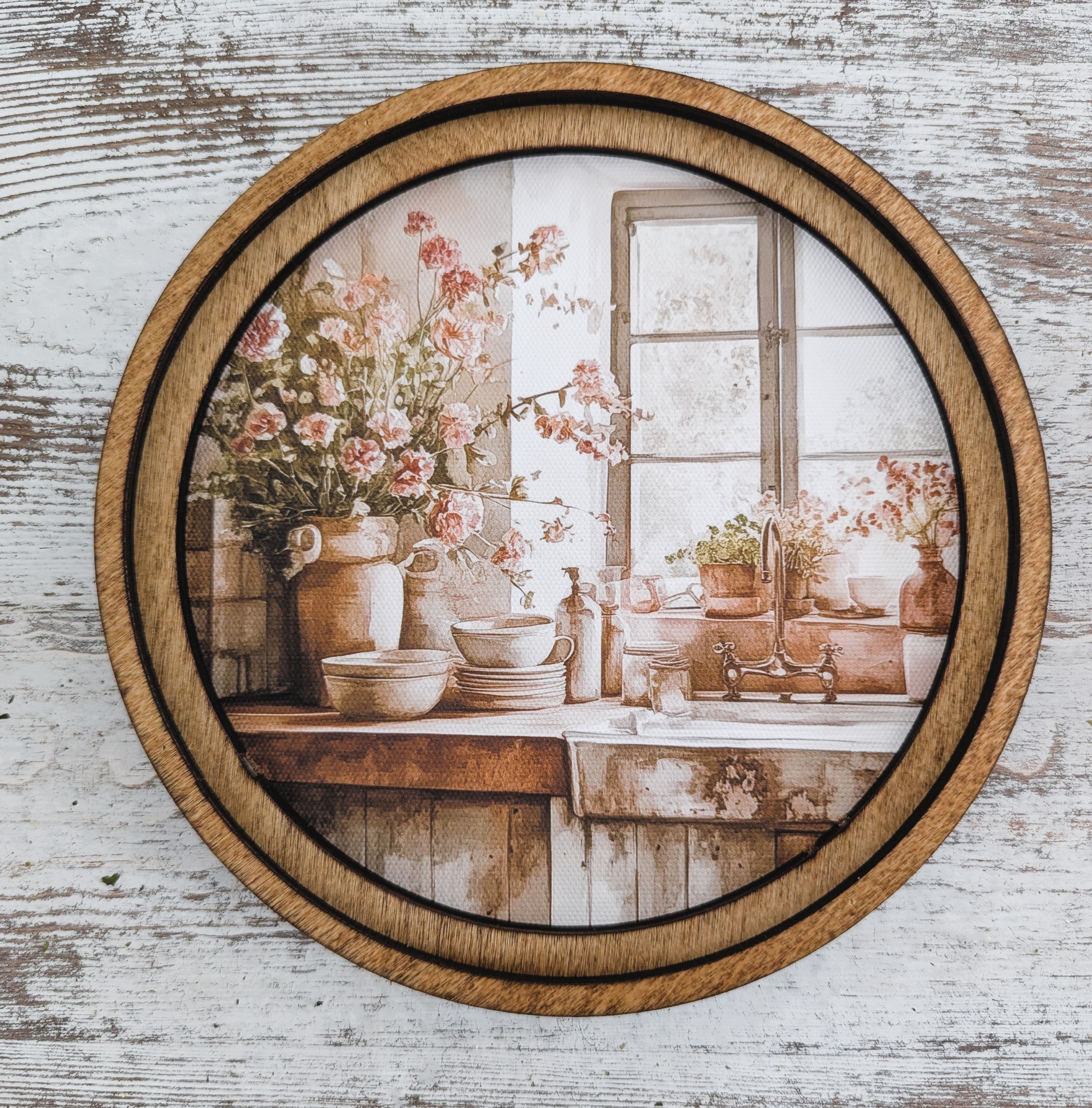 Round Rustic Kitchen Art | 8"