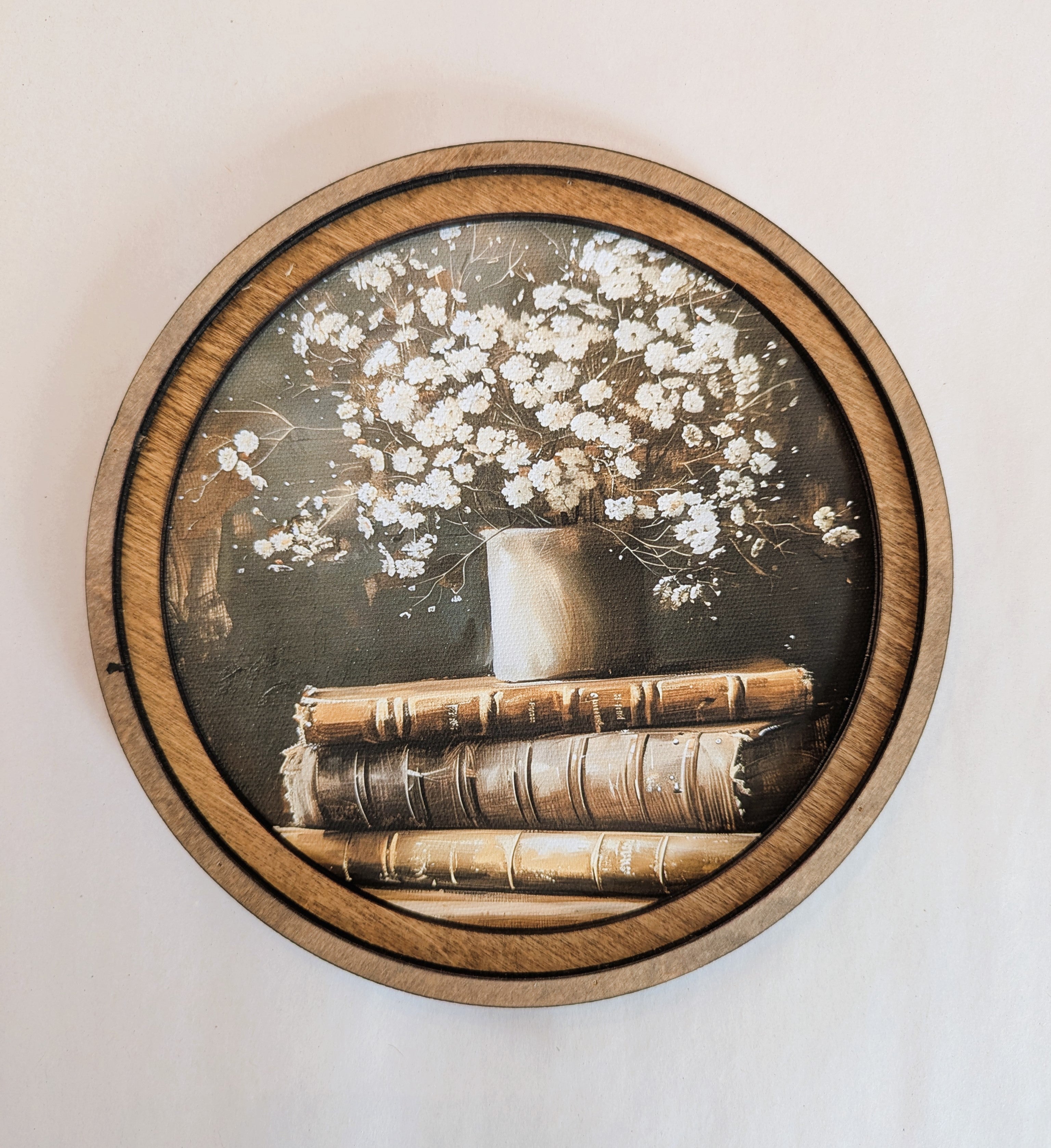 Vintage Books With Flowers Art | 8"