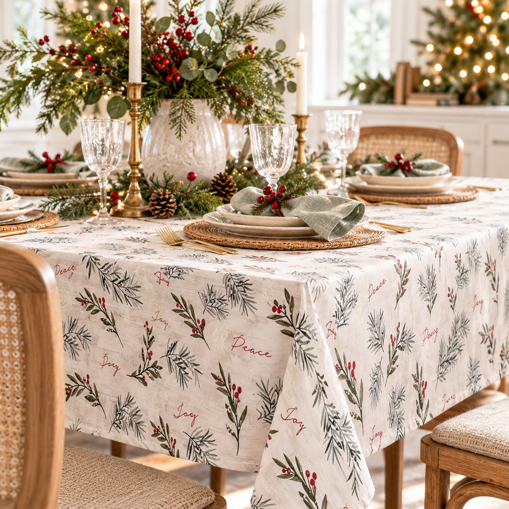 Peace & Joy Holiday Tablecloth | 60 X 84