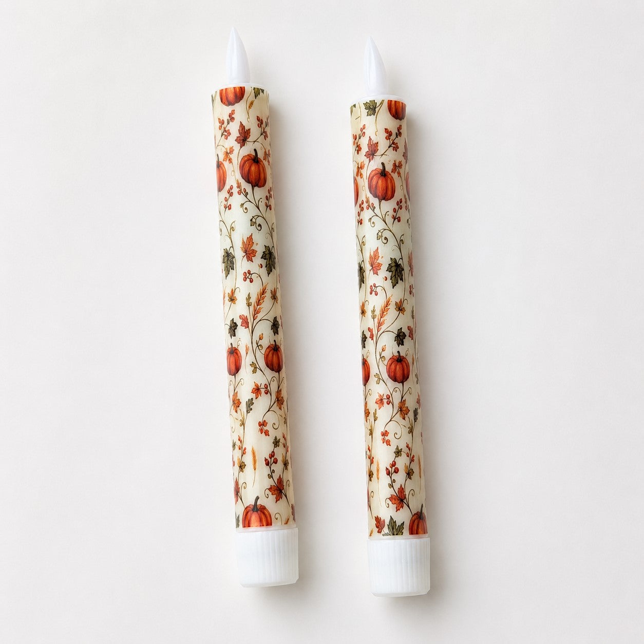 Pumpkin Vine Flameless Taper Candle | Set of 2