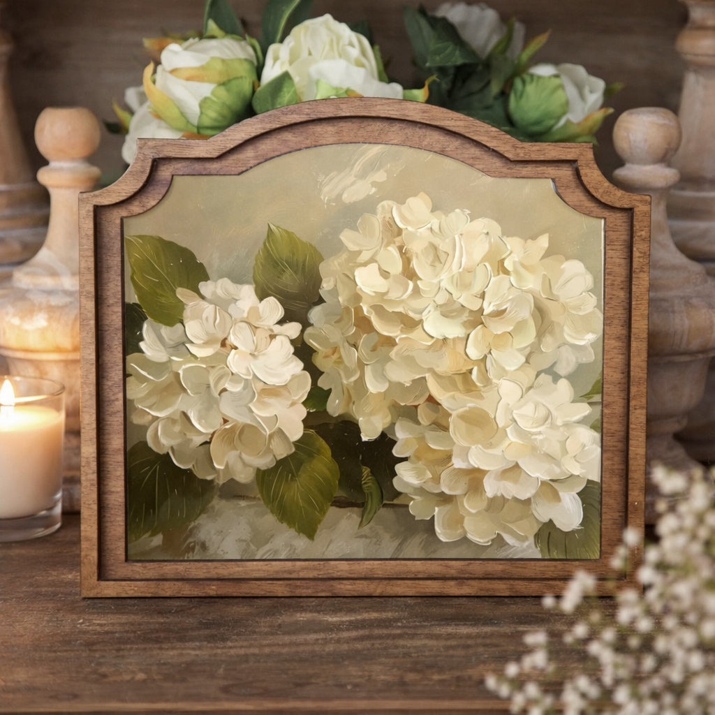Hydrangea Painting 9x10" | Canvas Art in Wood Frame