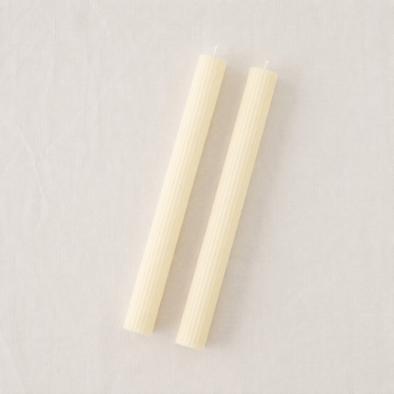 Ribbed Ivory Taper Candles | Set of 2