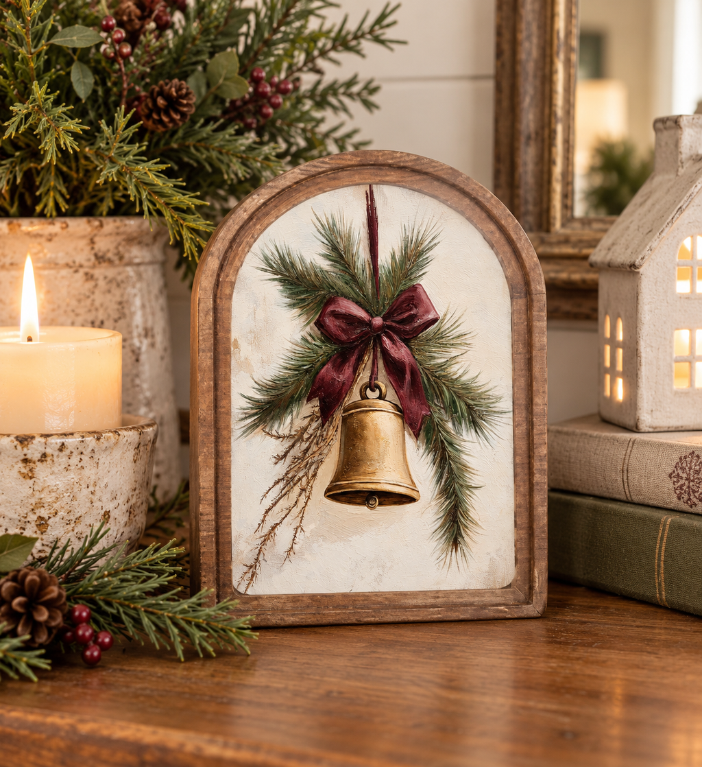 Vintage Christmas Bell Framed Art | 6" x 8"