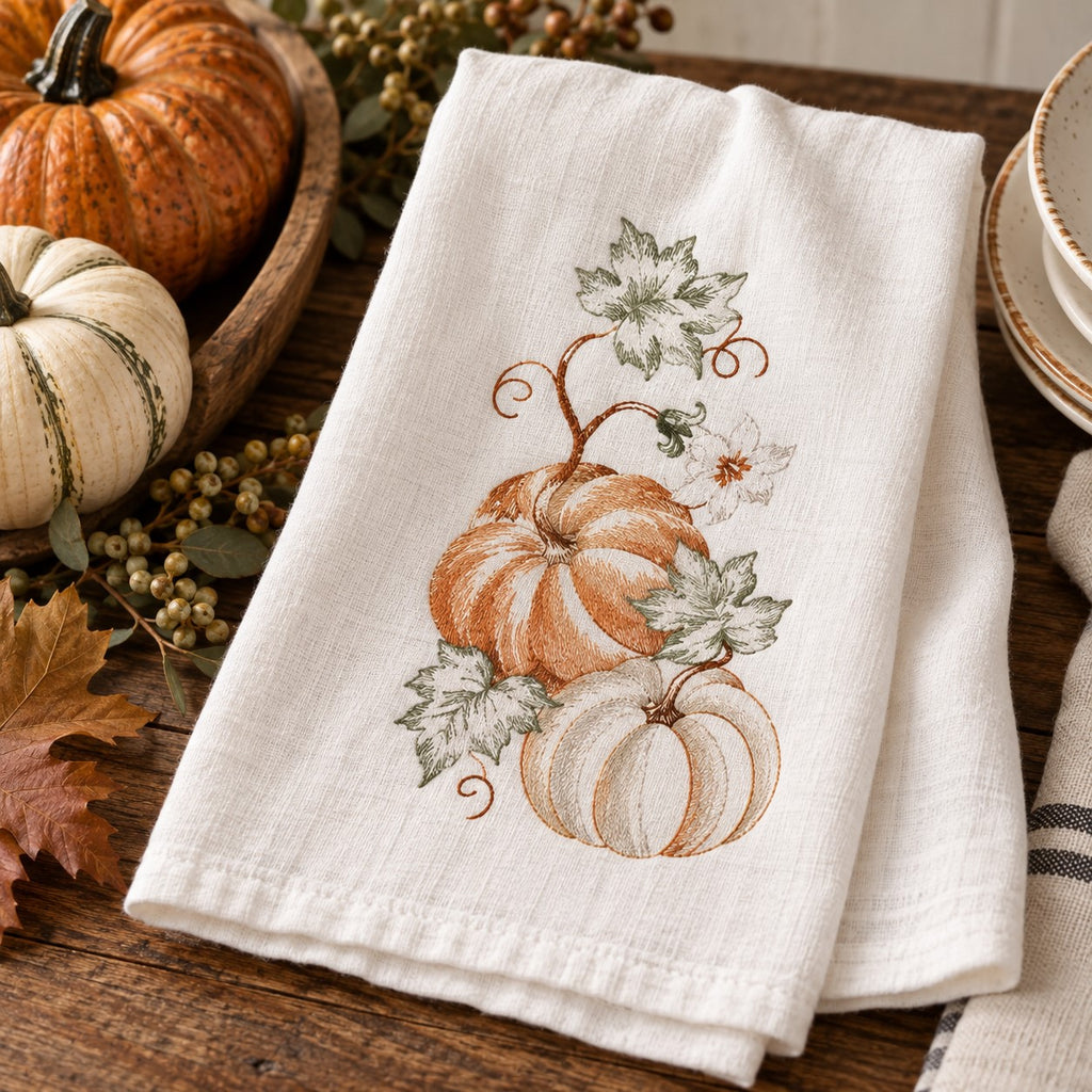 Pumpkins & Leaves Kitchen Towel