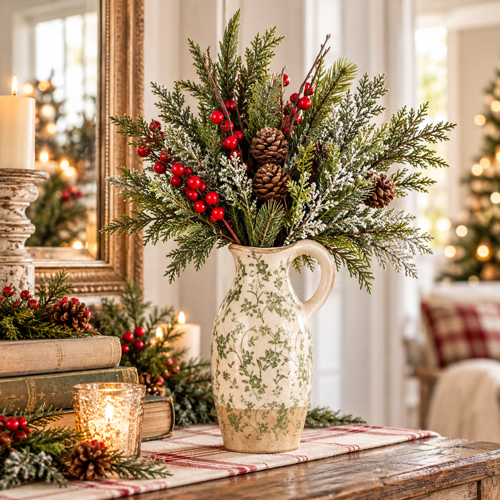 Ashcombe Green Pitcher Vase | 10.8"
