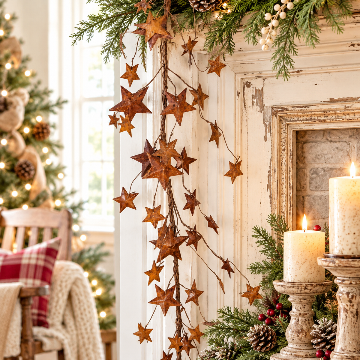 Rusty Star Garland | 58" Farmhouse Décor