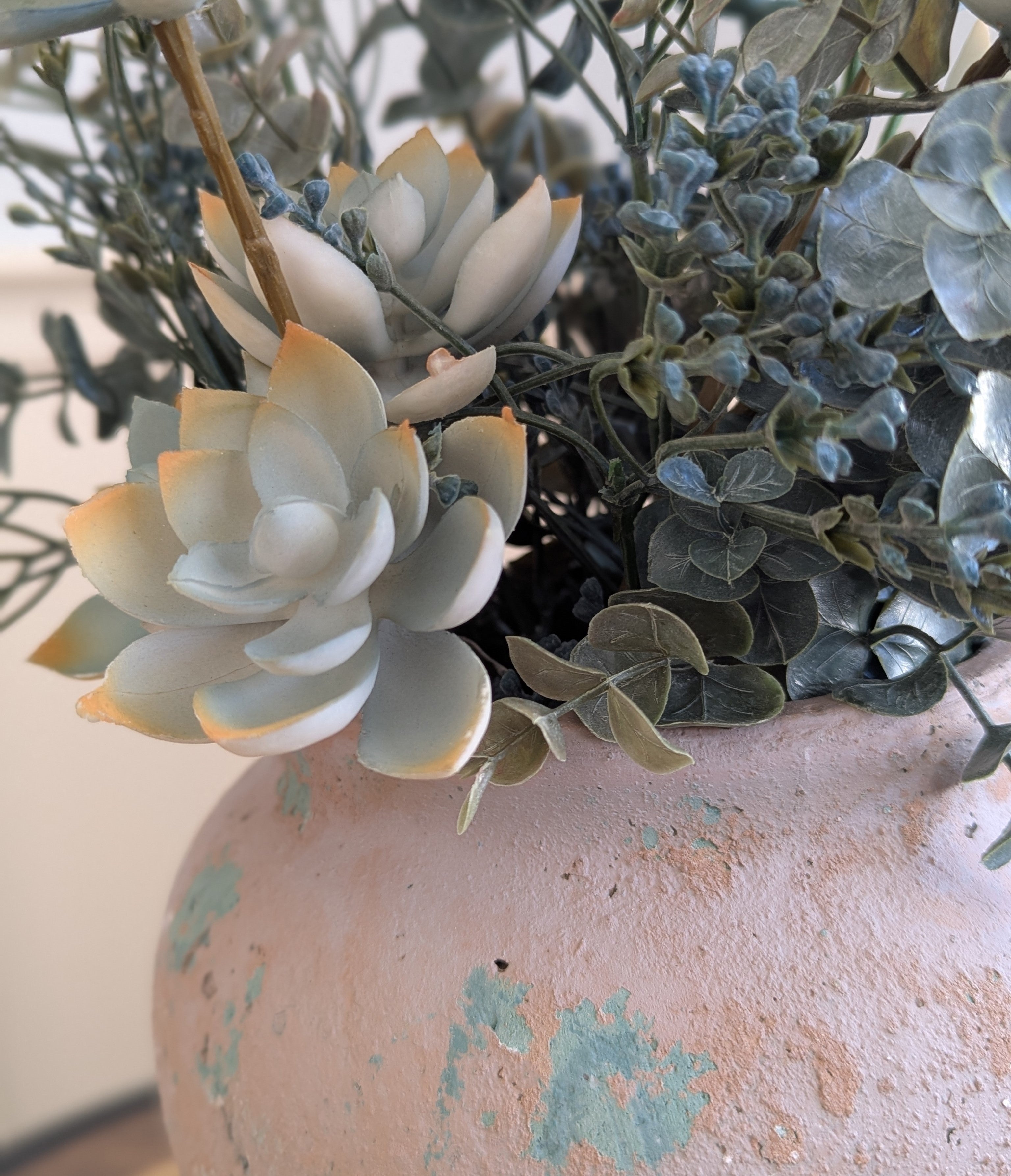 Sea Glass Succulent Arrangement | 15"
