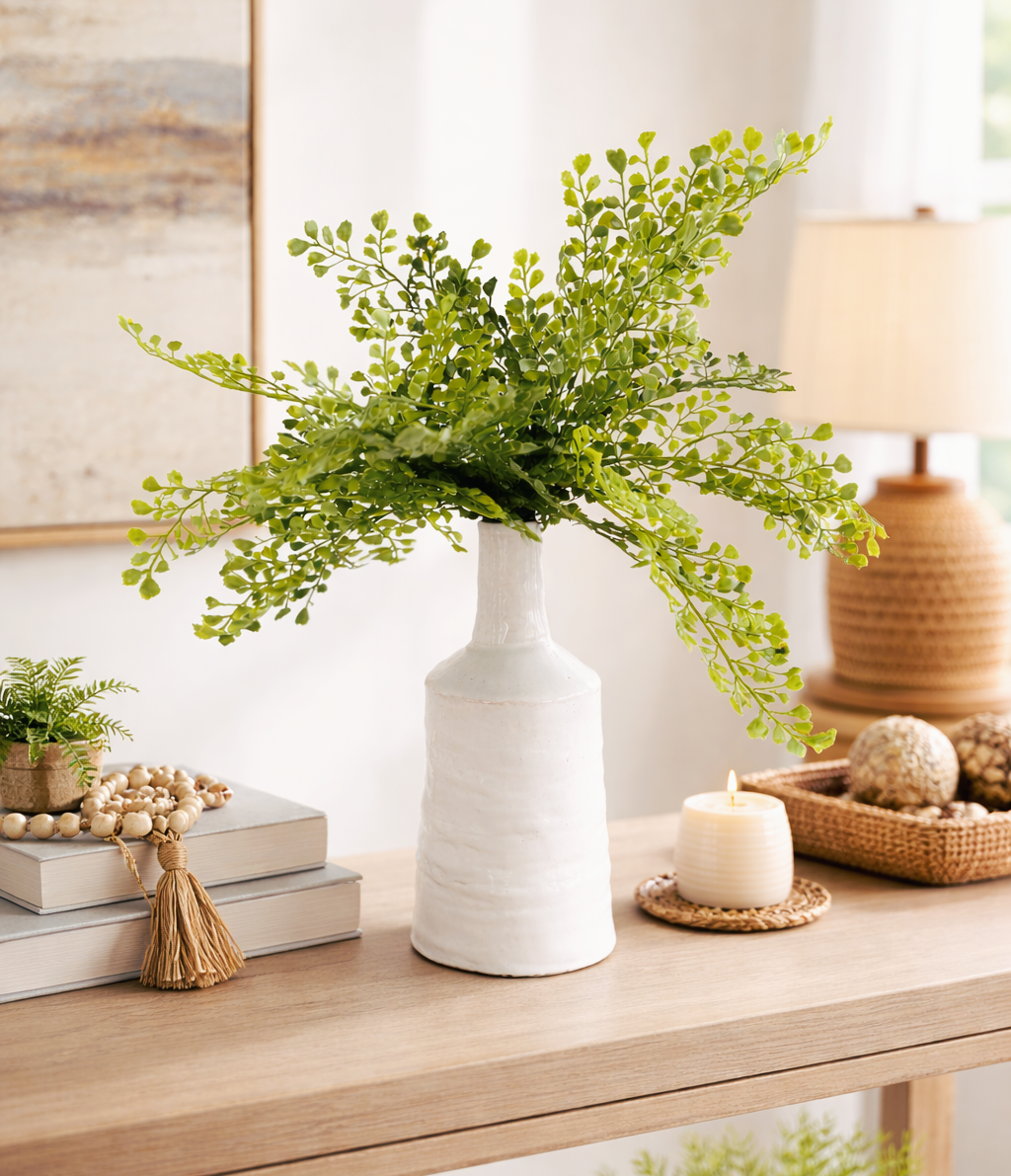 Organic White Ceramic Vase | 10.5"