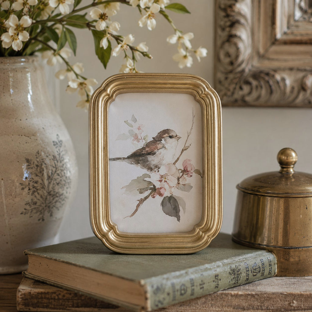 Sparrow & Blossom Framed Art | 4x6