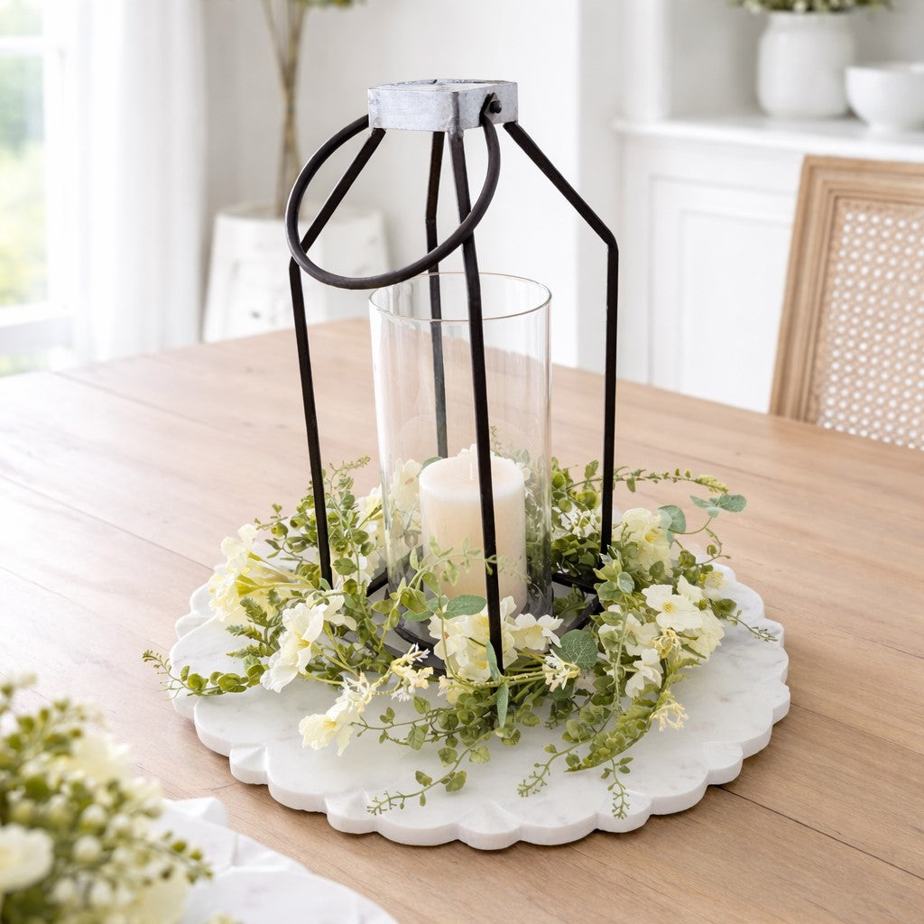 Sutton Candle Lantern | 15" Black Metal