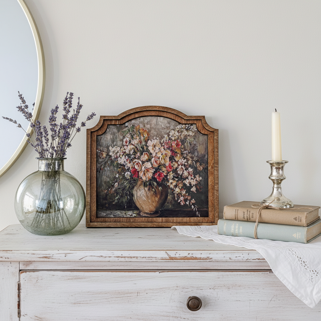 Amélie floral frame 9x10 inch vintage still life in wood frame farmhouse decor