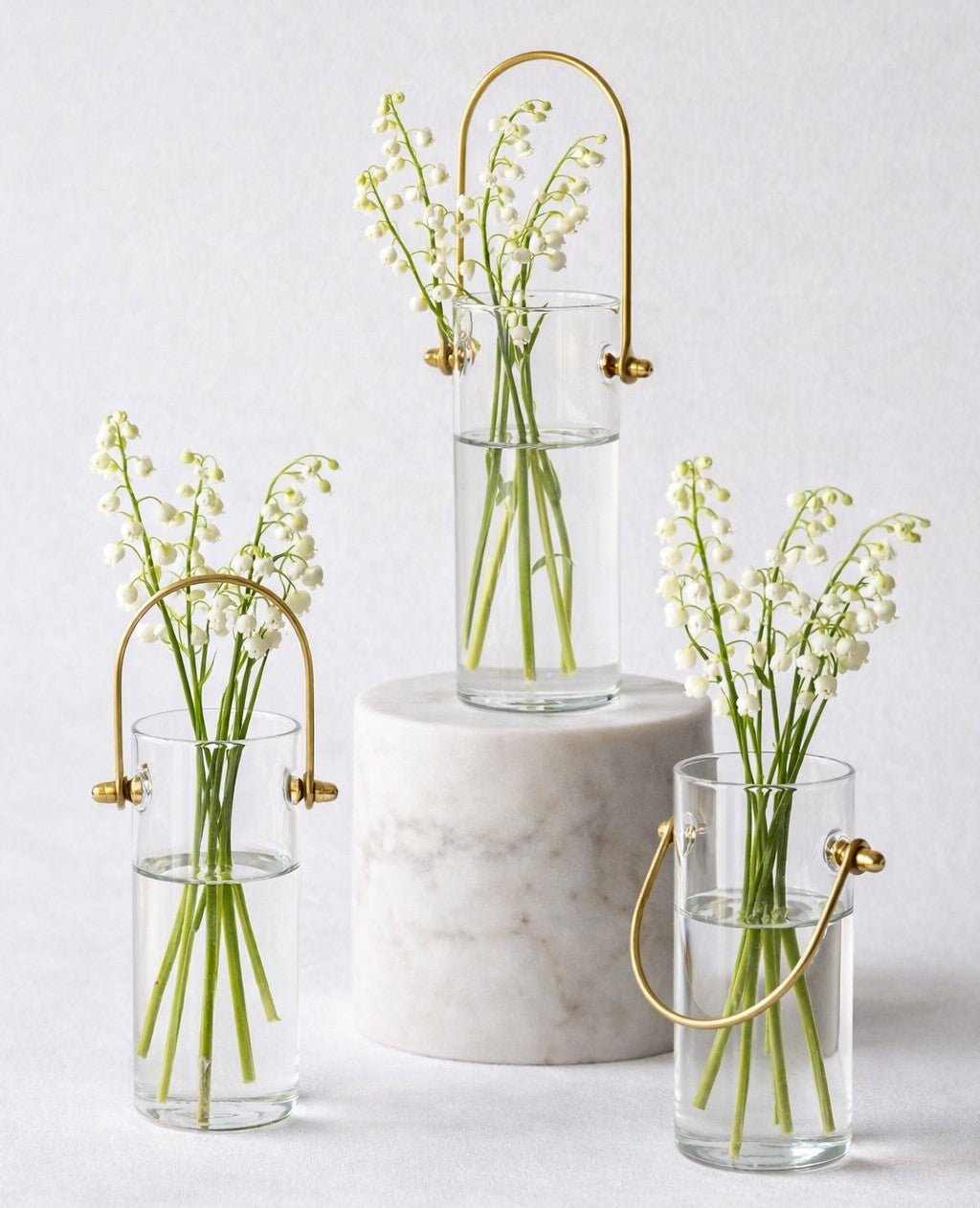 Anya Gold Handle Glass Vase - Modern Cylinder Vase 6"