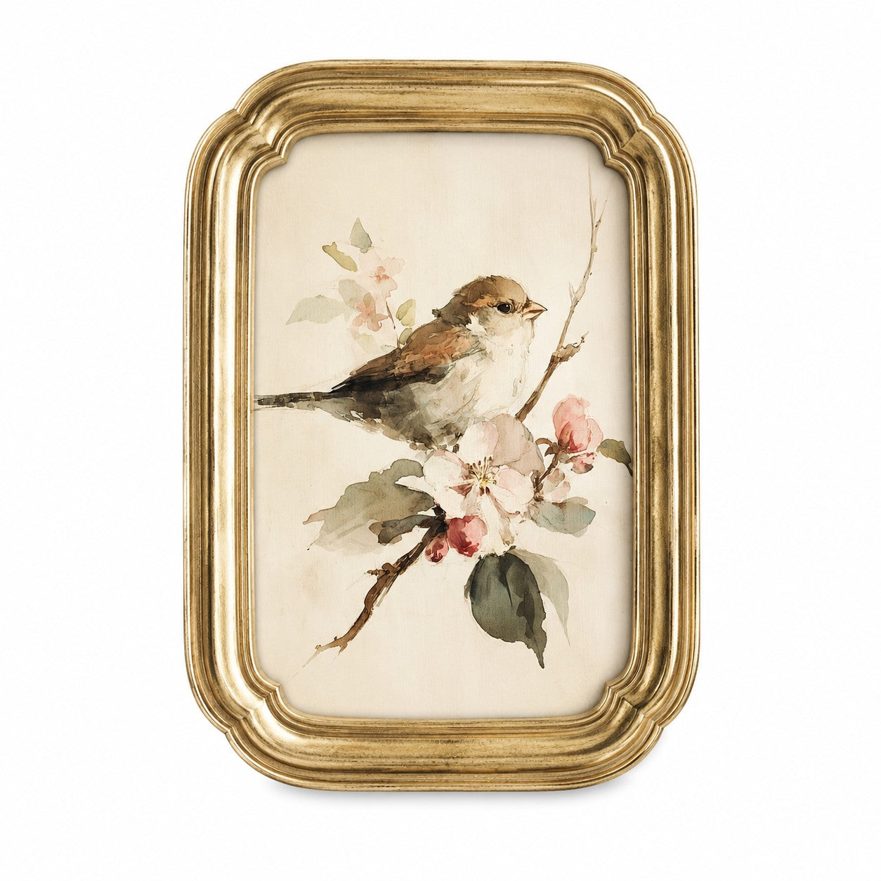 Sparrow & Blossom Framed Art | 4x6