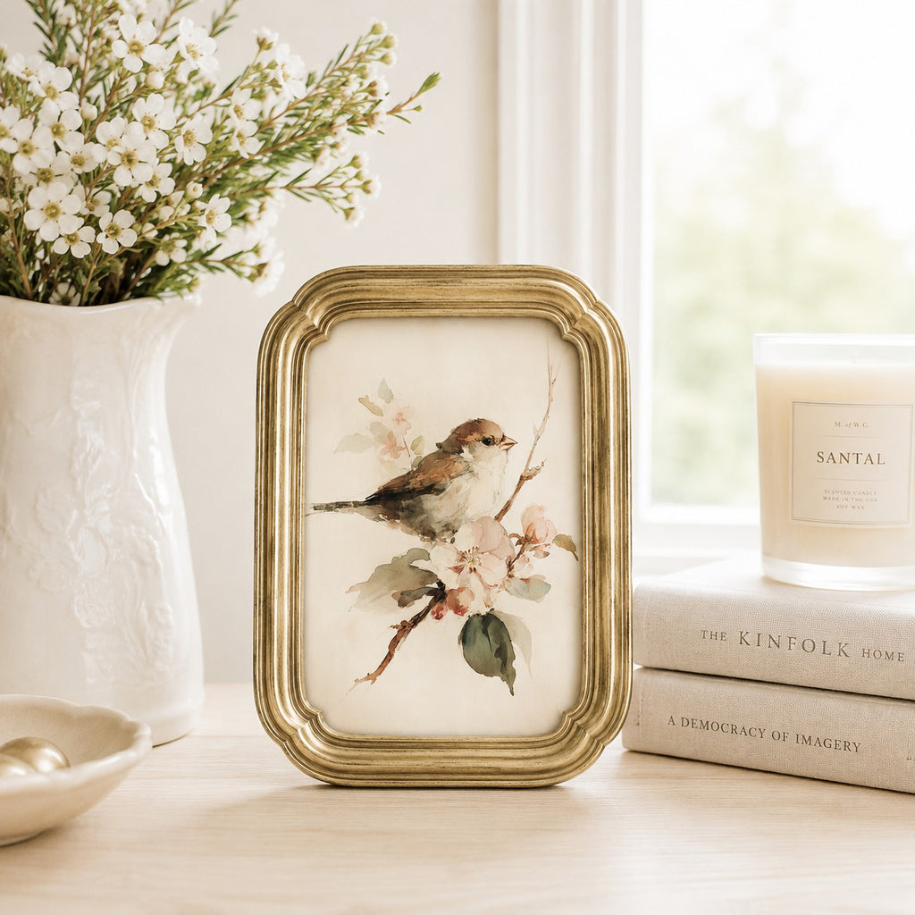 Sparrow & Blossom Framed Art | 4x6