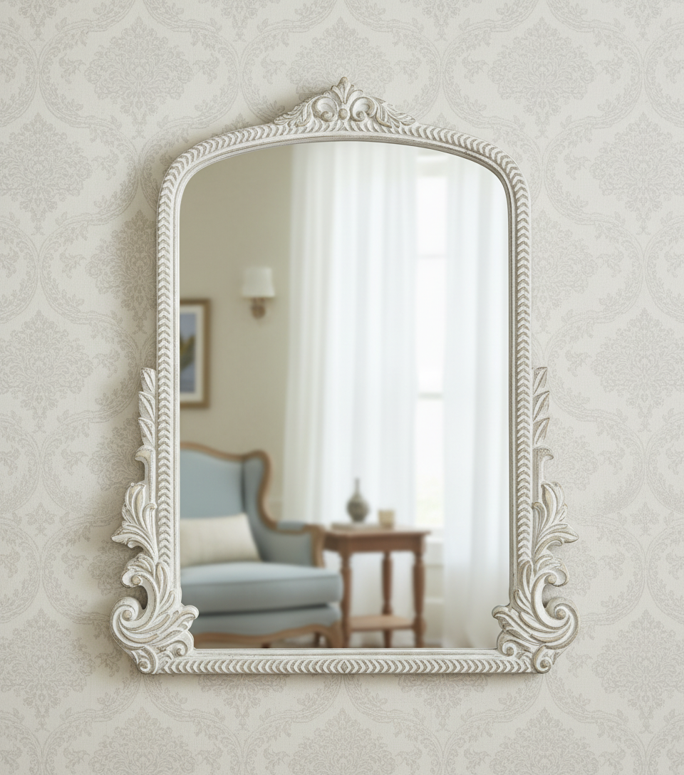 Astoria Mirror - Antique White Ornate