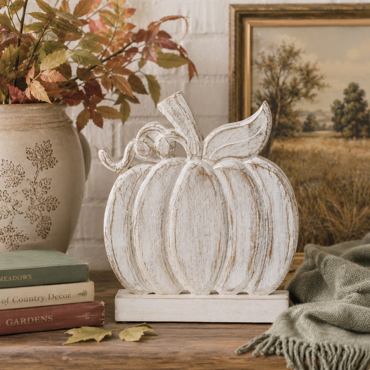 Antique White Aurora Pumpkin | 9.5 x 11