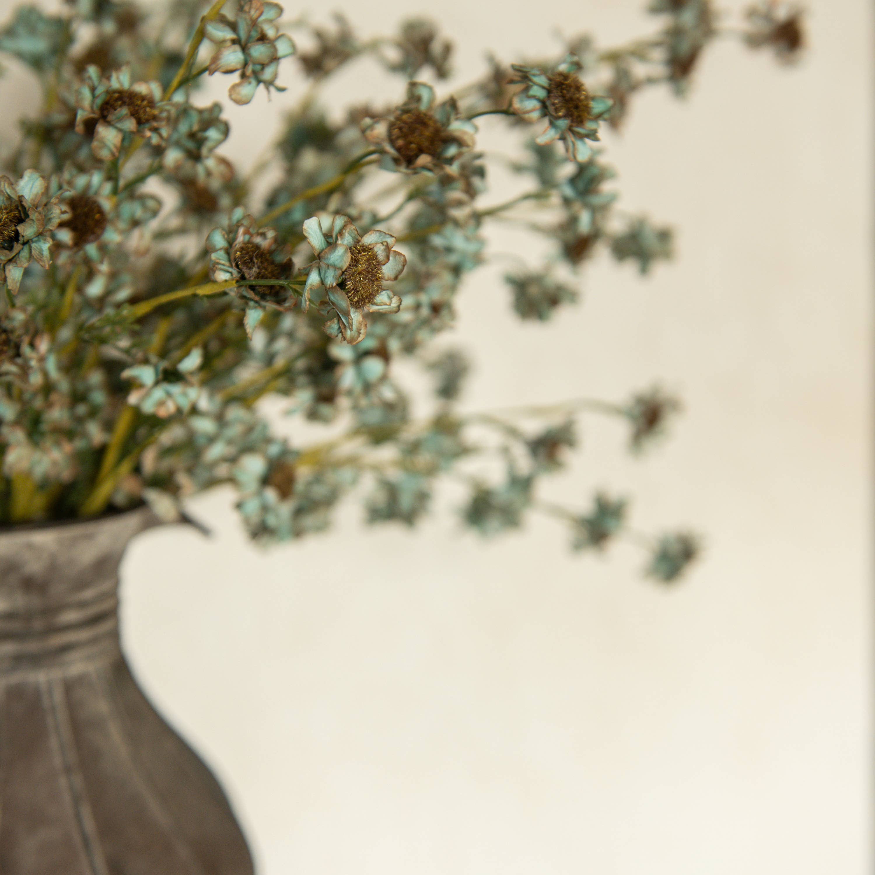 Antique Blue Daisy Stem, 22 inch artificial flower by Ragon House for home decor and tabletop arrangements