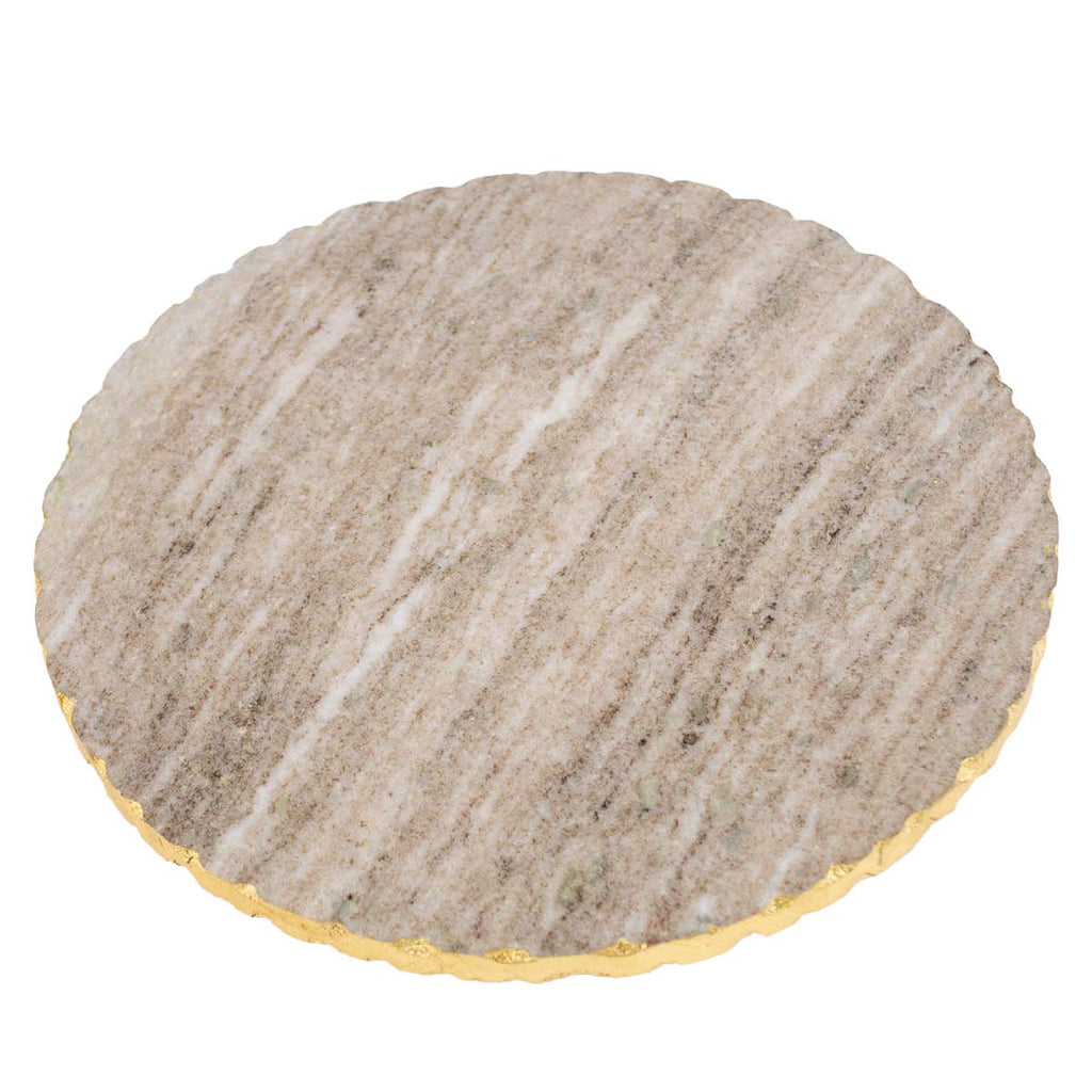 Strasbourg Marble Lazy Susan   Taupe/Gold   12x1.5x12
