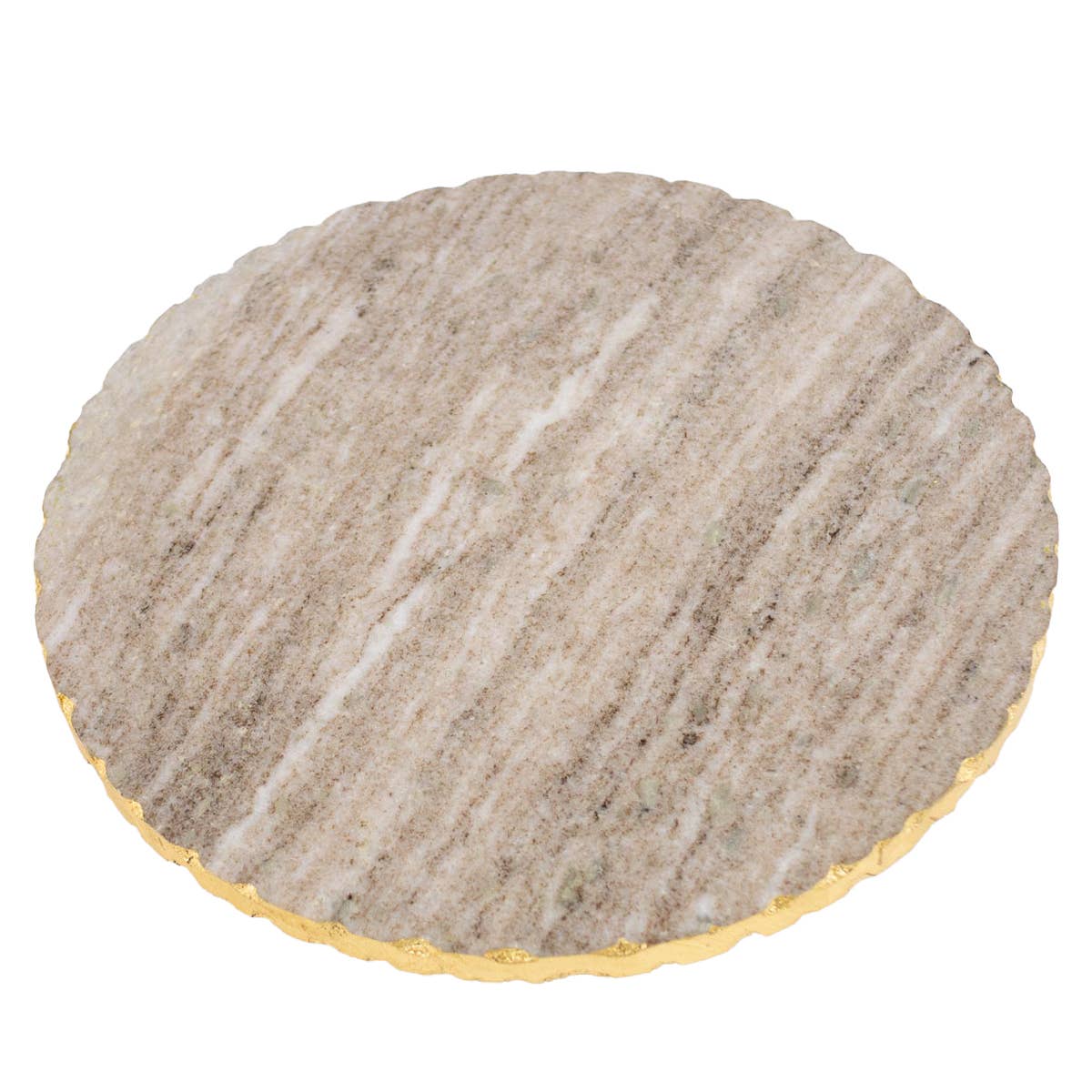 Strasbourg Marble Lazy Susan   Taupe/Gold   12x1.5x12