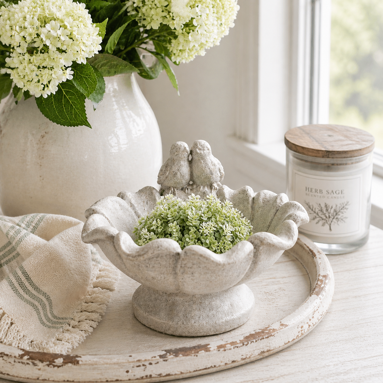 Birdsong Cement Birdbath Pedestal Bowl