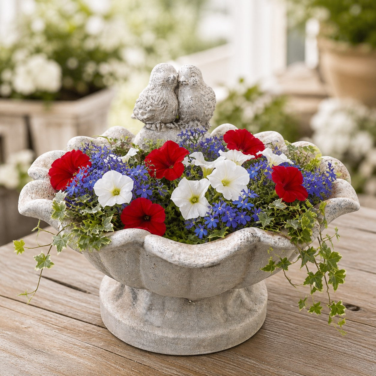 Birdsong Cement Birdbath Pedestal Bowl