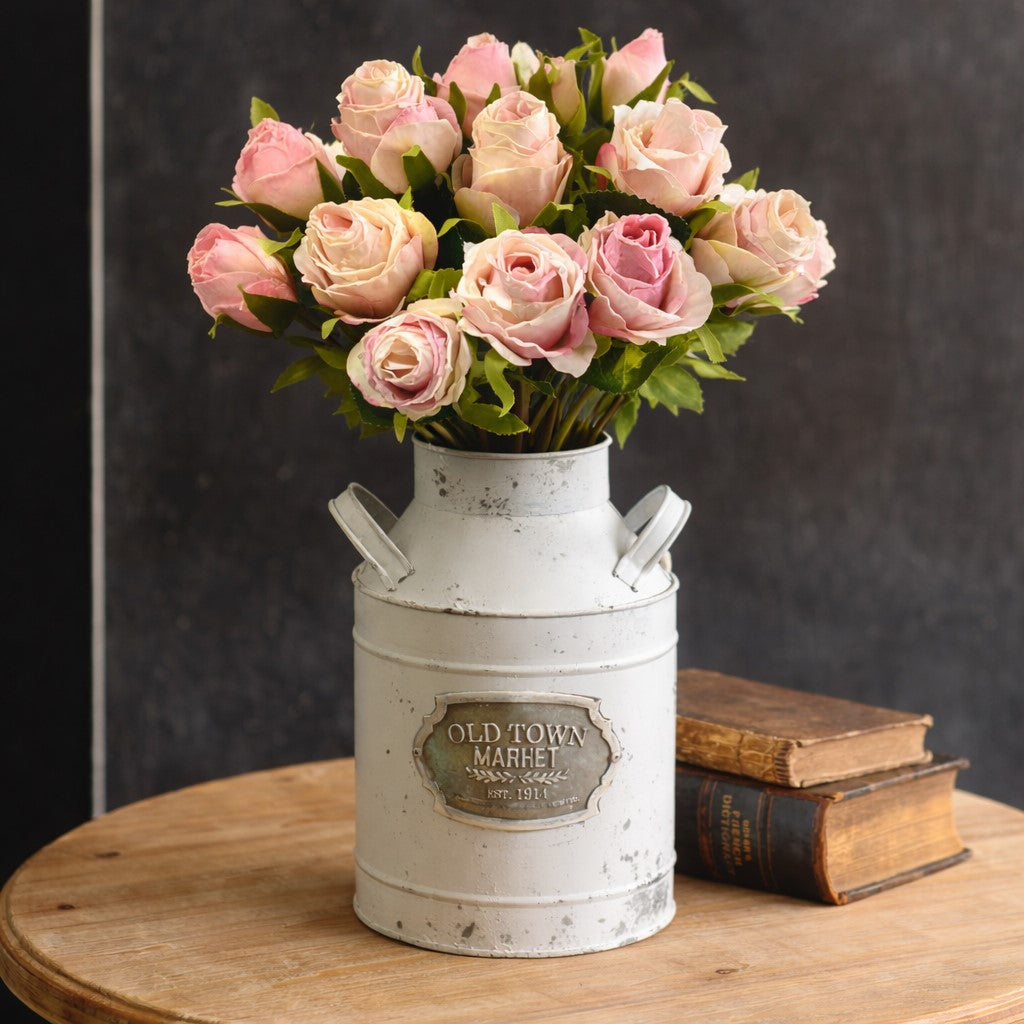 blush rose bundle with soft cream and pink artificial roses for home decor