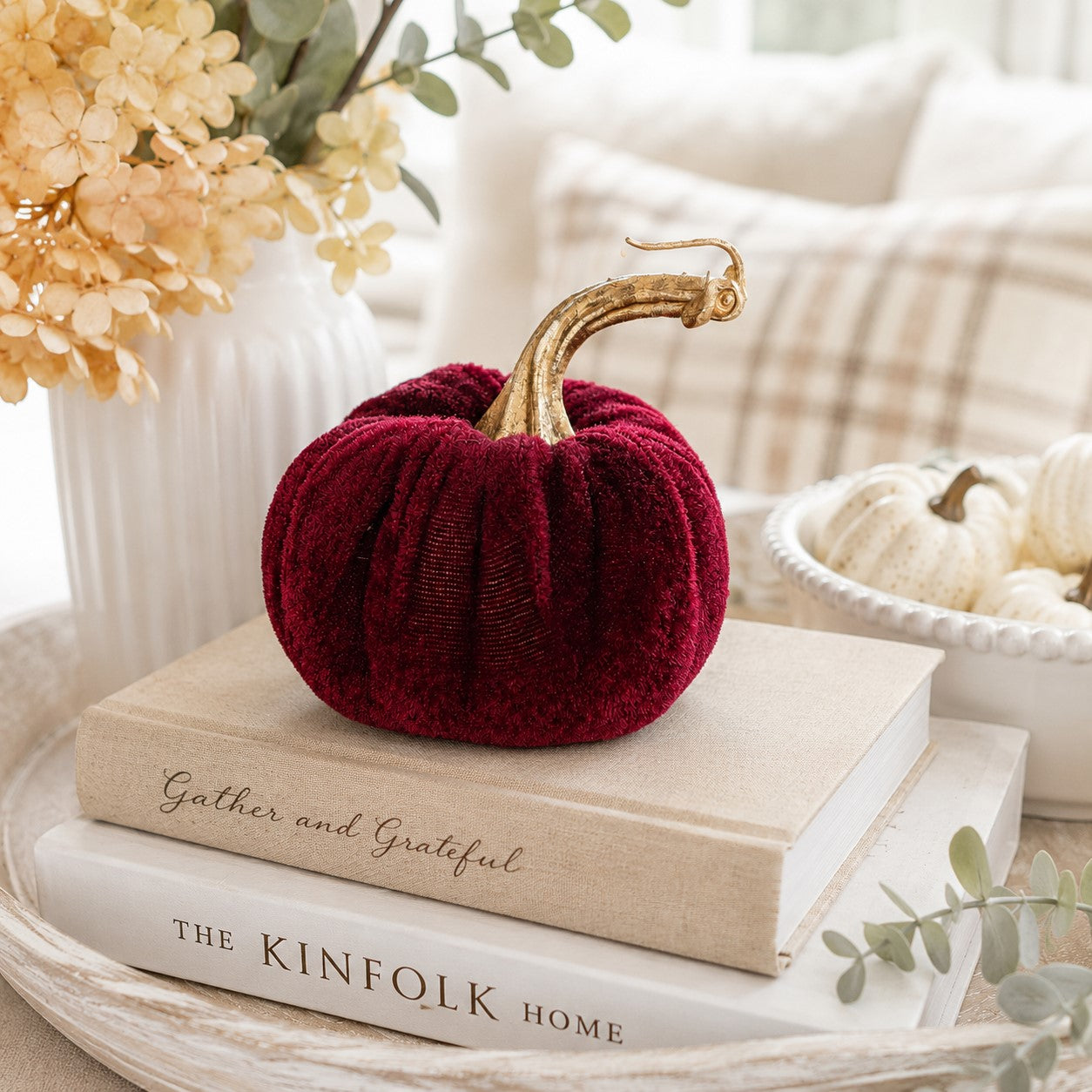 Burgundy Velvet Pumpkin | 4"
