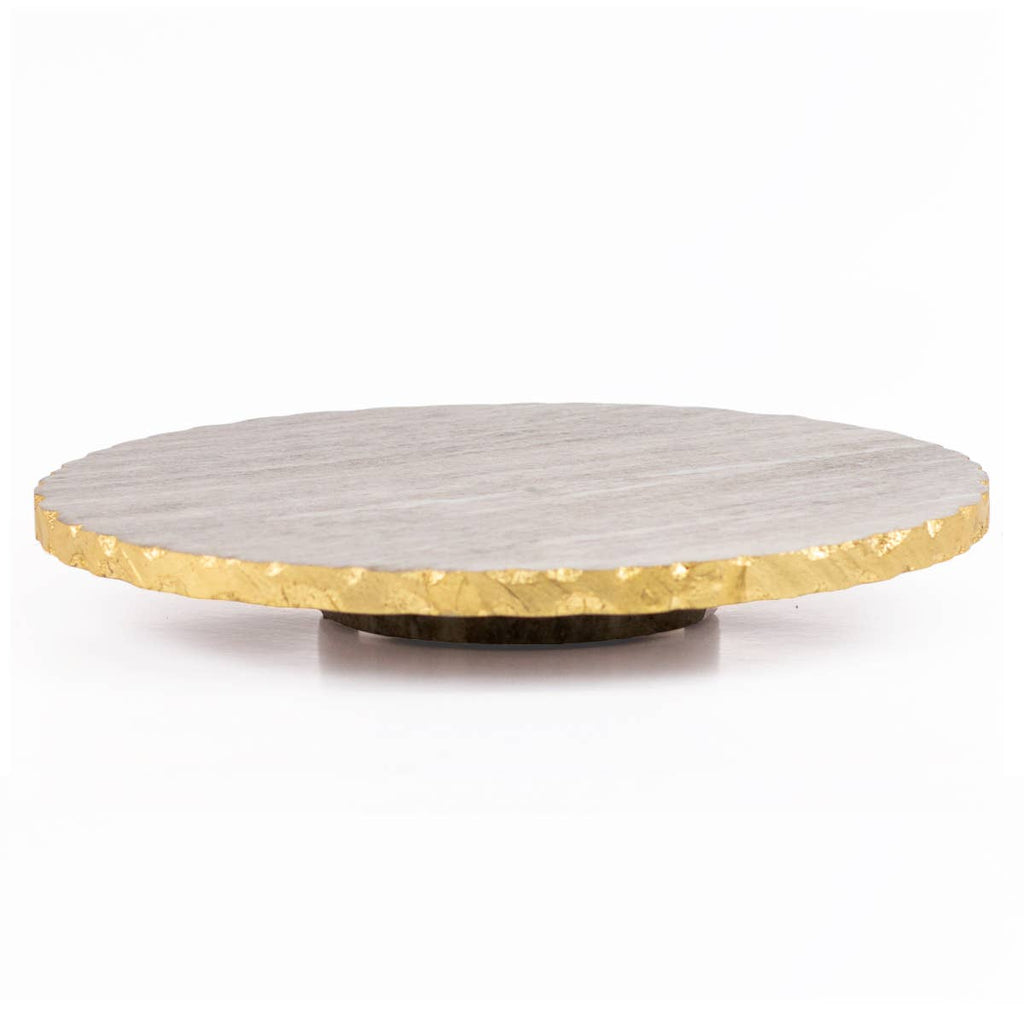 Strasbourg Marble Lazy Susan   Taupe/Gold   12x1.5x12