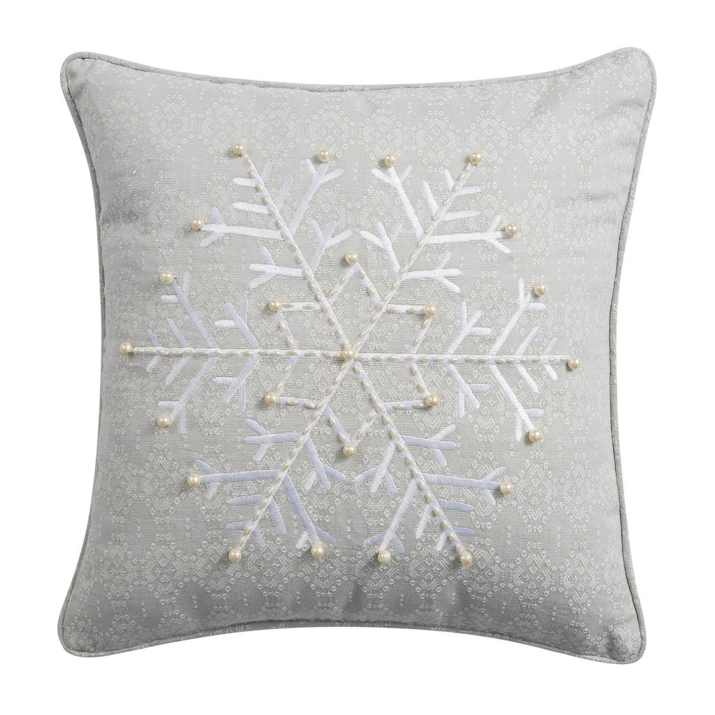 Snowflake Embroidered Pillow