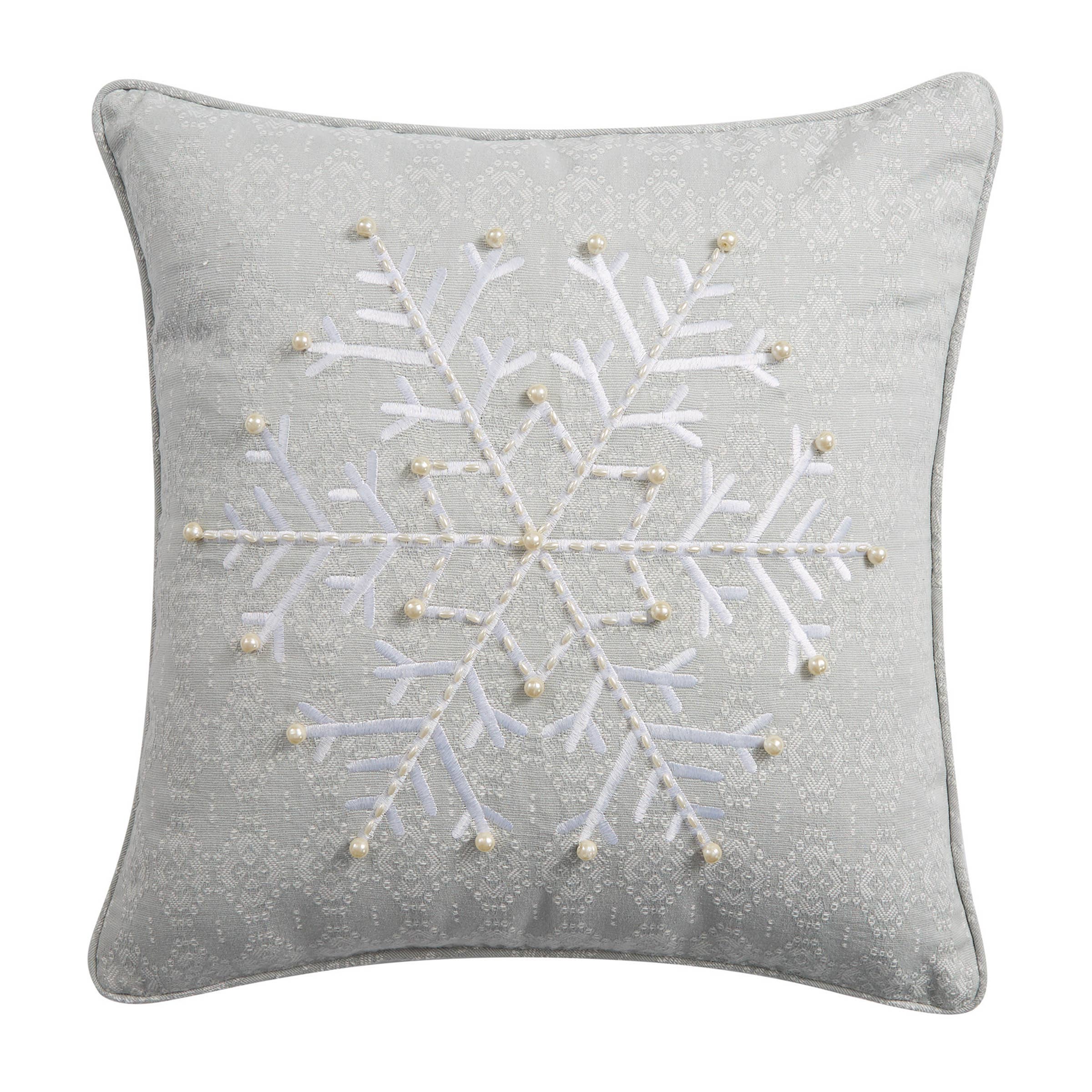 Snowflake Embroidered Pillow