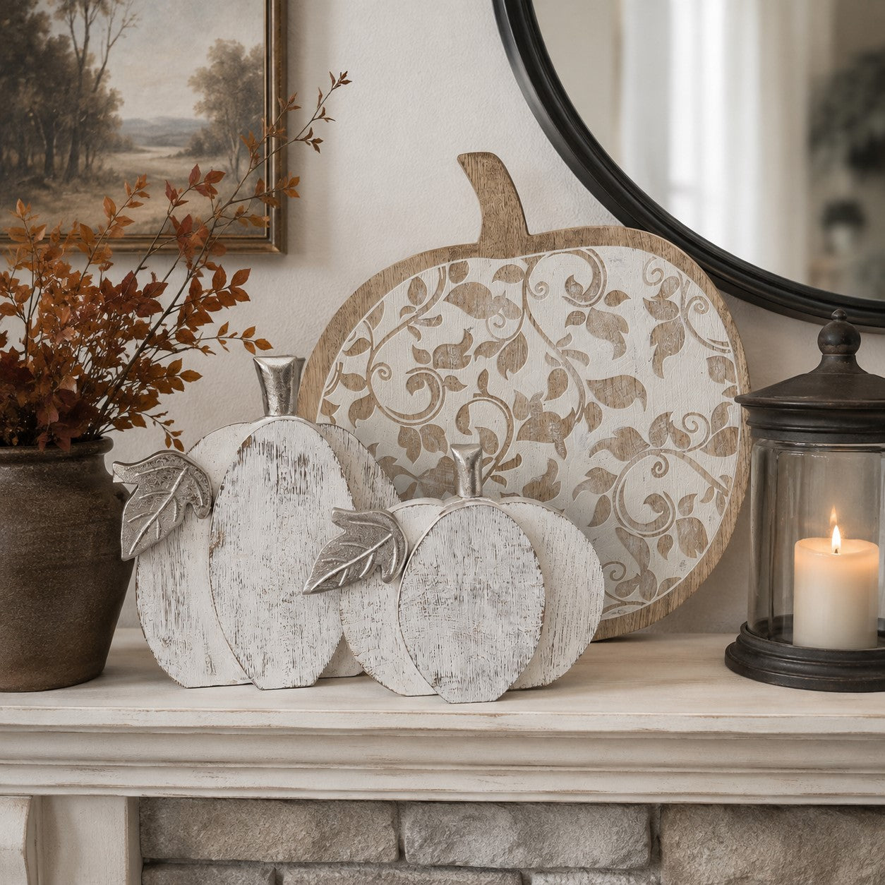 Carved Mango Wood Pumpkin | 14 x 14