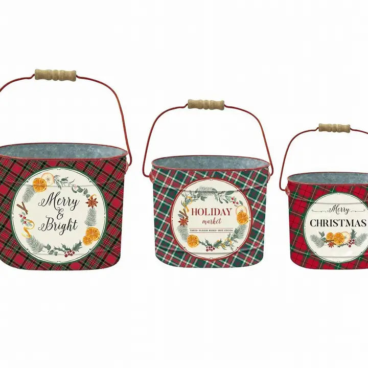 Plaid tins set of 3