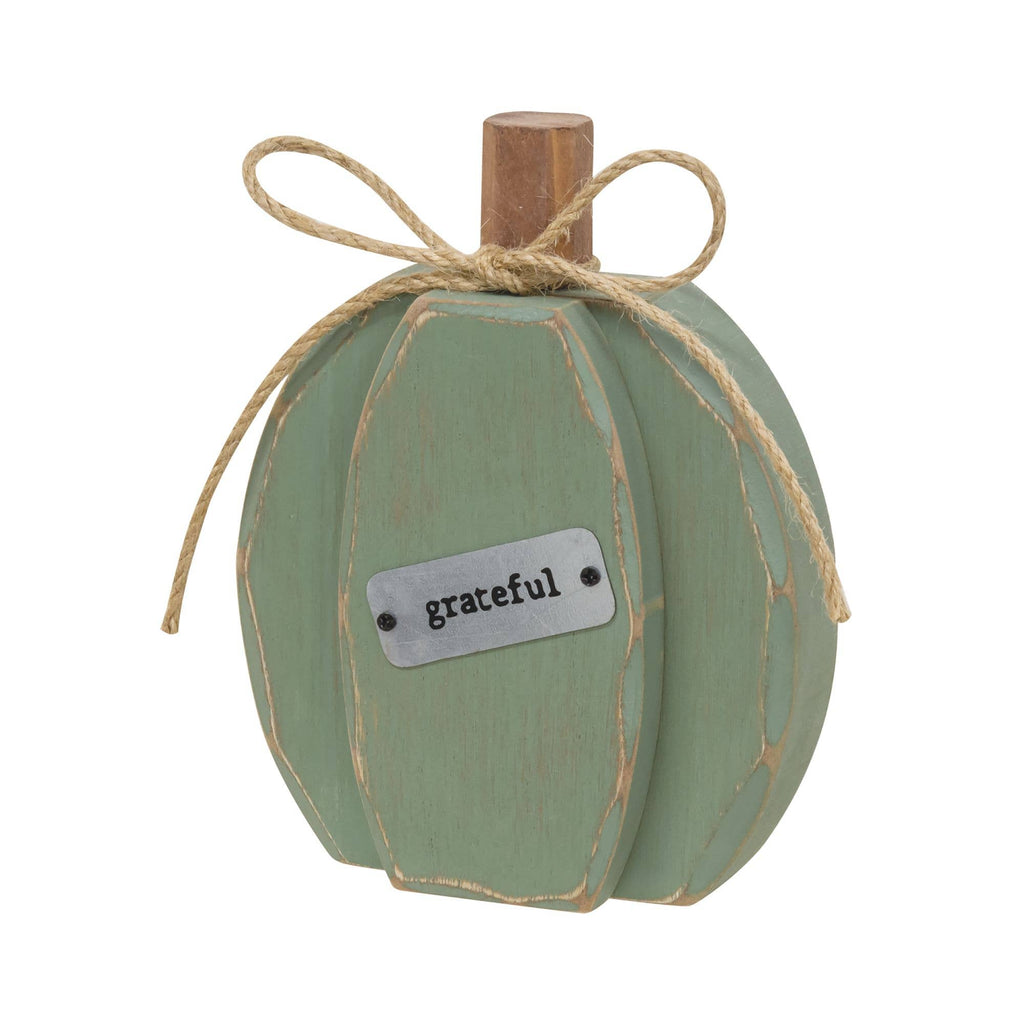 Teal Chunky Grateful Pumpkin Sitter | 6"