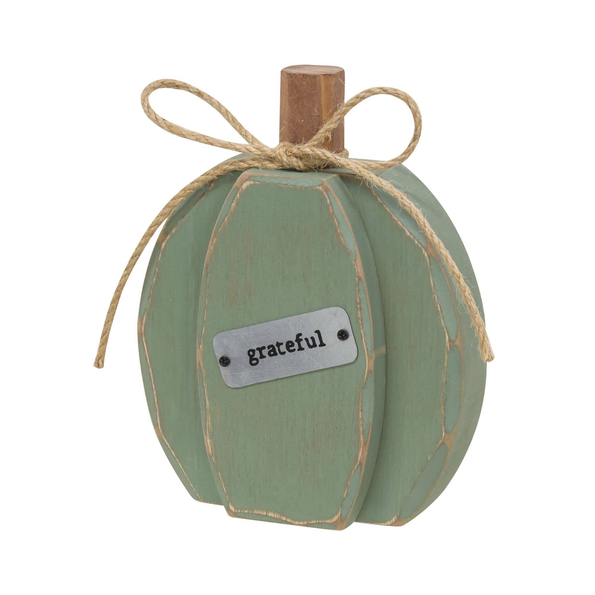 Teal Chunky Grateful Pumpkin Sitter | 6"
