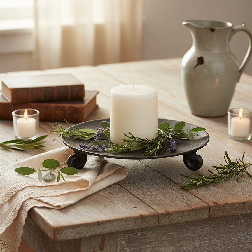 Cecelia Bronze Pedestal Plate French Country Display