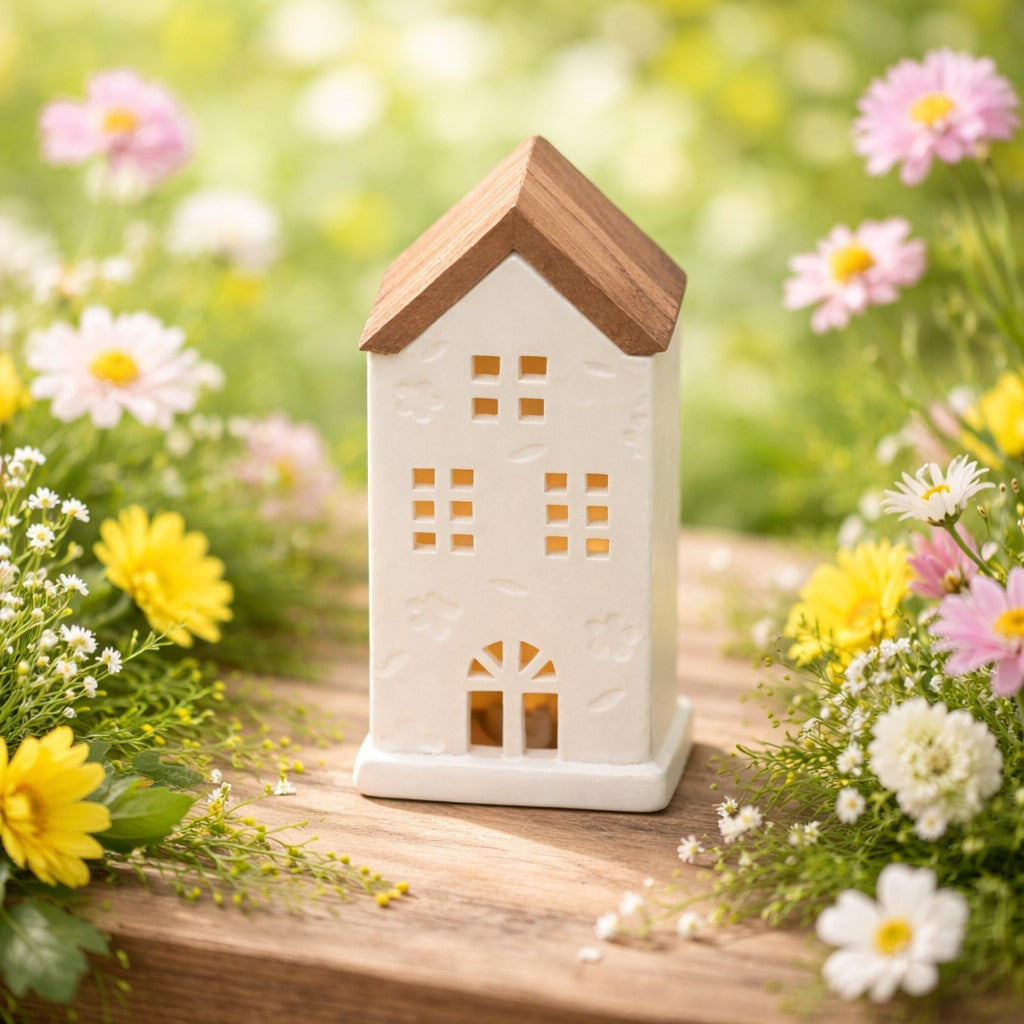 Charming LED Ceramic Wood House | 7.5"