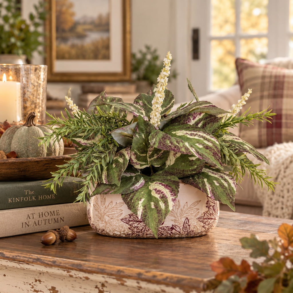 Faux Coleus & Rosemary Arrangement