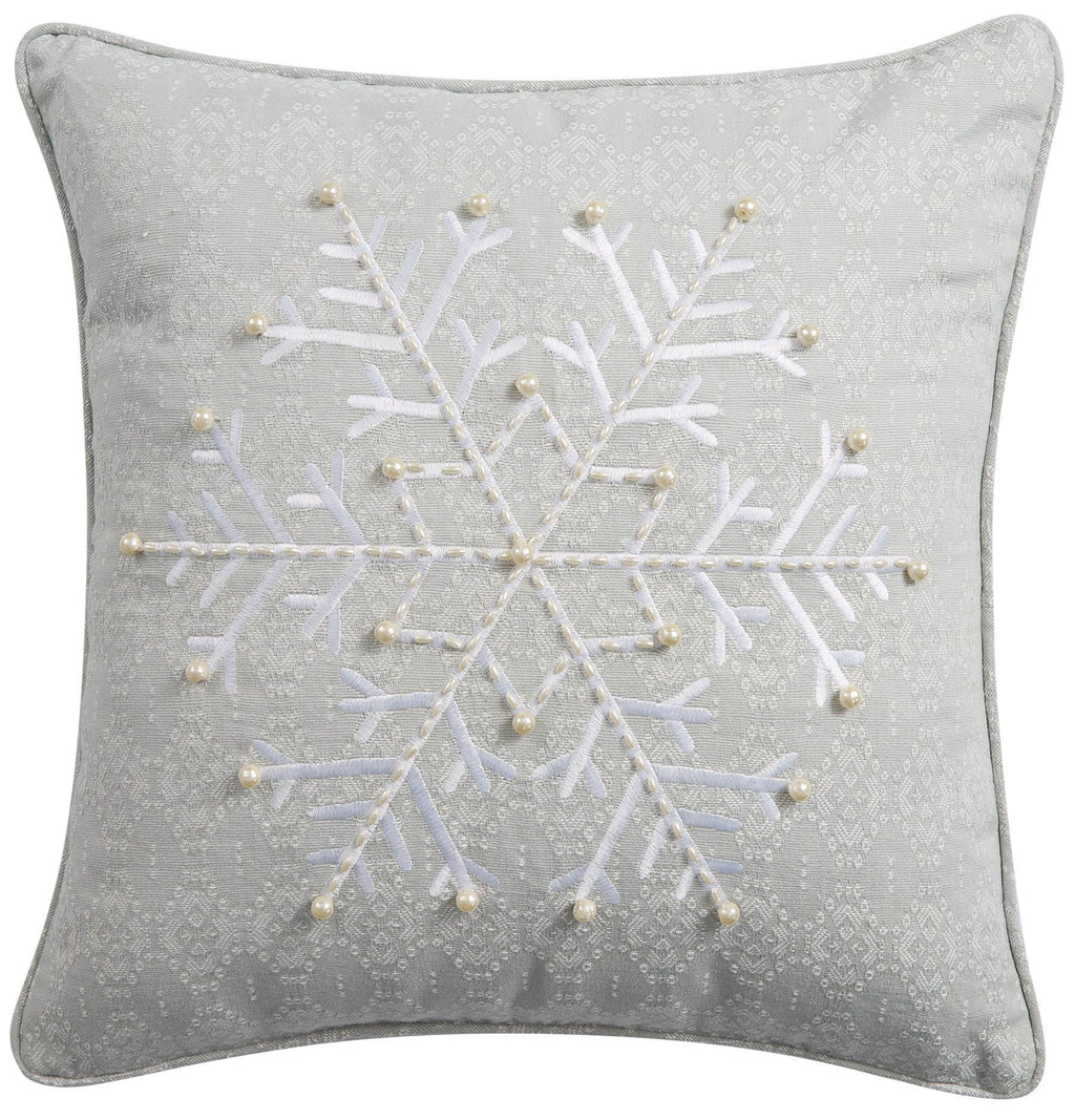Snowflake Embroidered Pillow