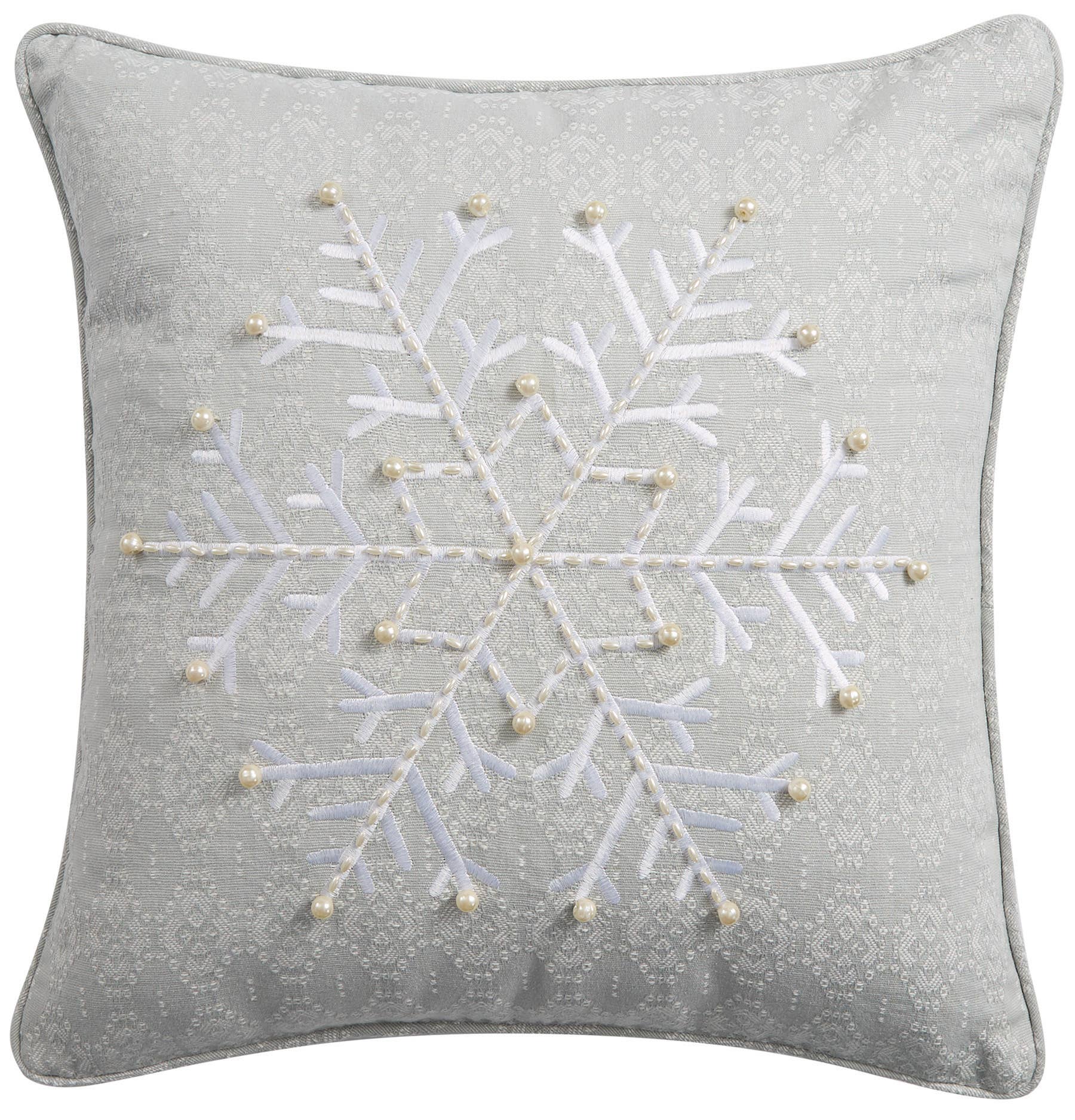 Snowflake Embroidered Pillow