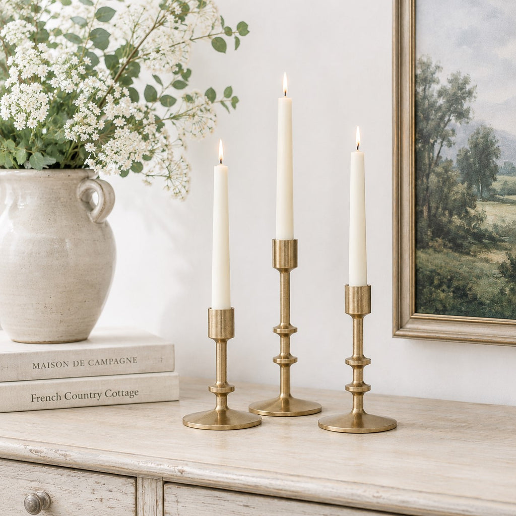 Vintage Gold Candlesticks | Set of 3