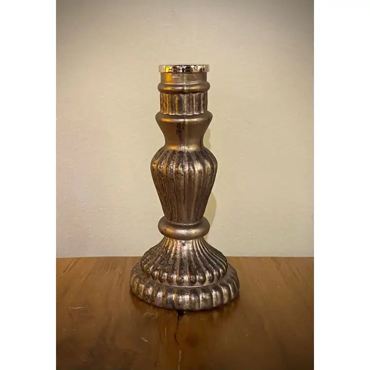 Smoky Glass Taper Candle Holder 6.5"