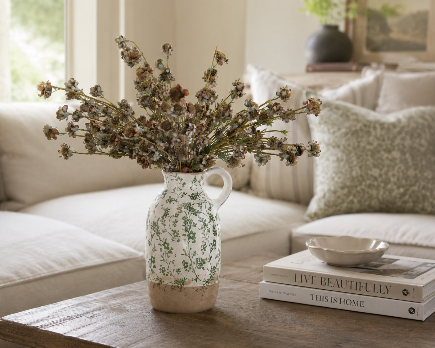 Ashcombe Green Pitcher Vase | 10.8"