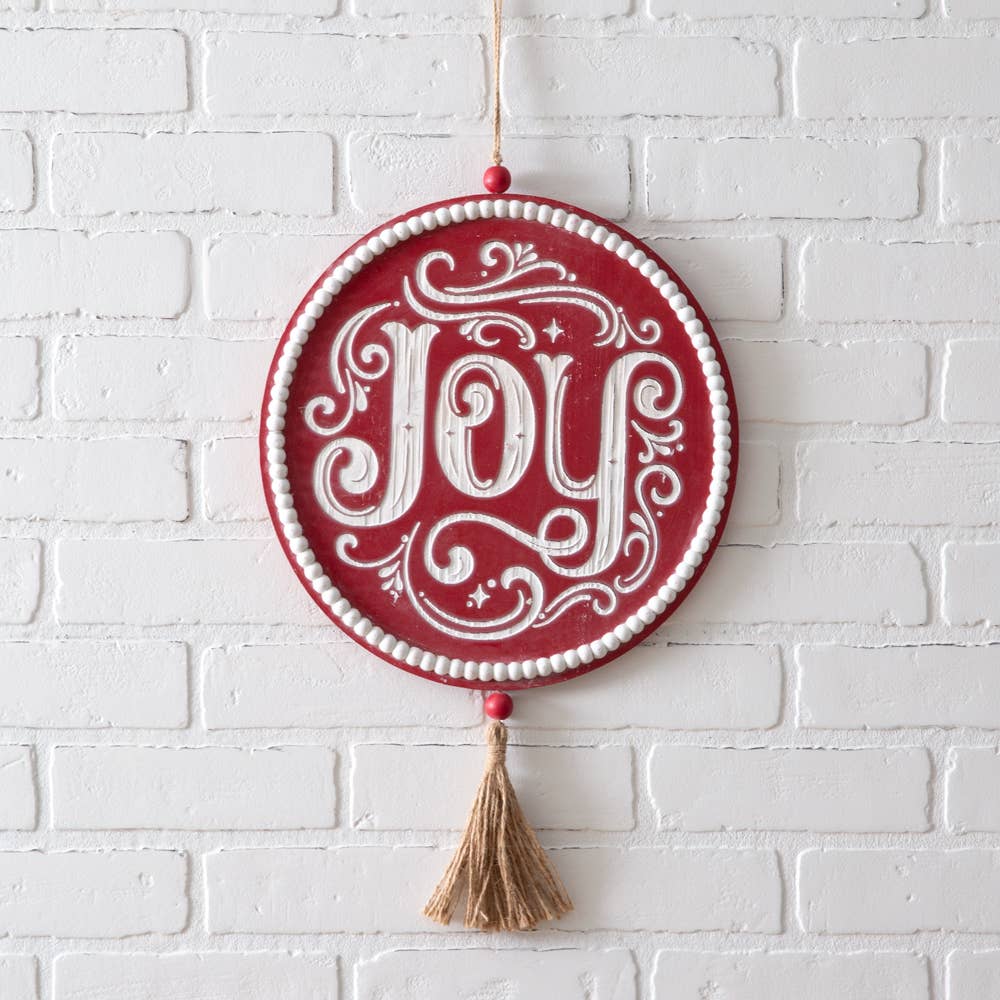 Joy beaded wall sign with jute accents farmhouse Christmas holiday decor
