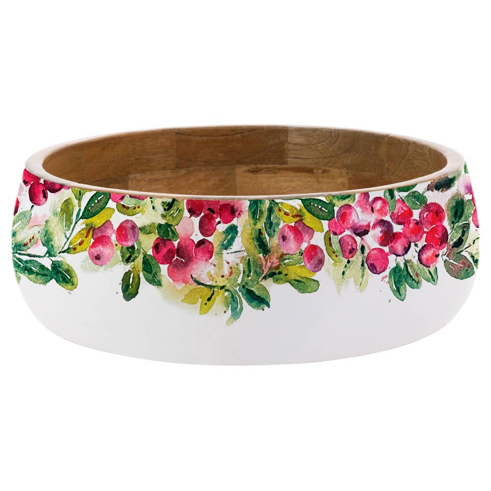 Cranberry Wreath Mango Wood Bowl