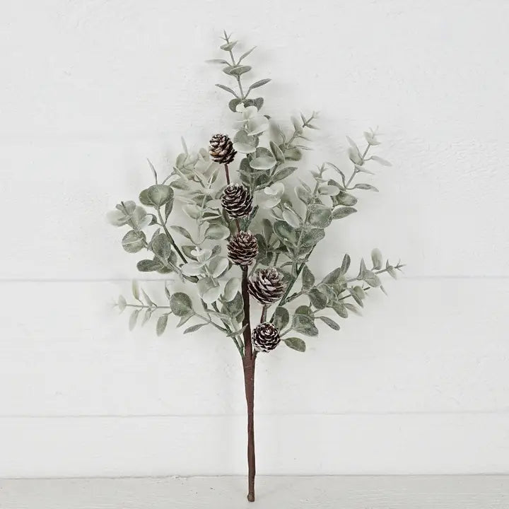 Sparkled Sage Eucalyptus Spray with Birchcones