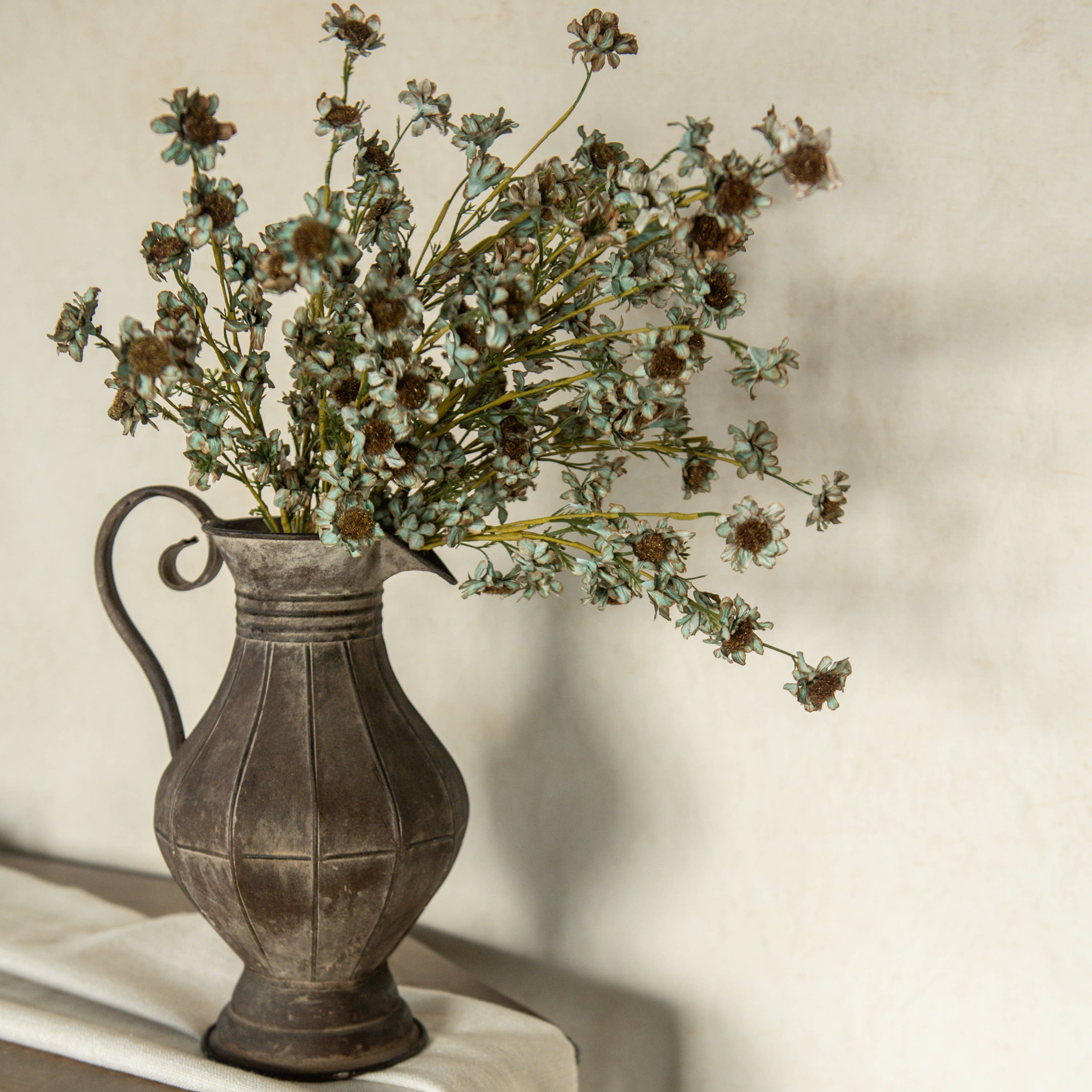 Antique Blue Daisy Stem, 22 inch artificial flower by Ragon House for home decor and tabletop arrangements