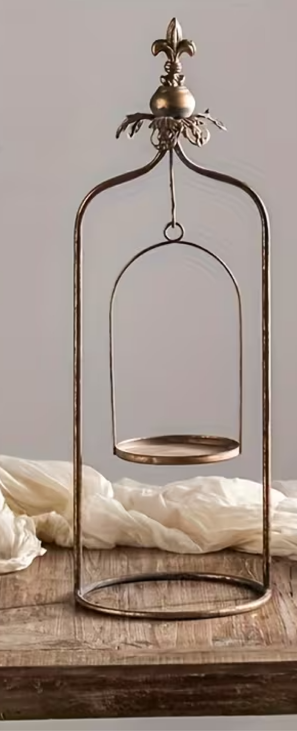 Loire gold wrought iron candle stand 23 inch pillar candle holder