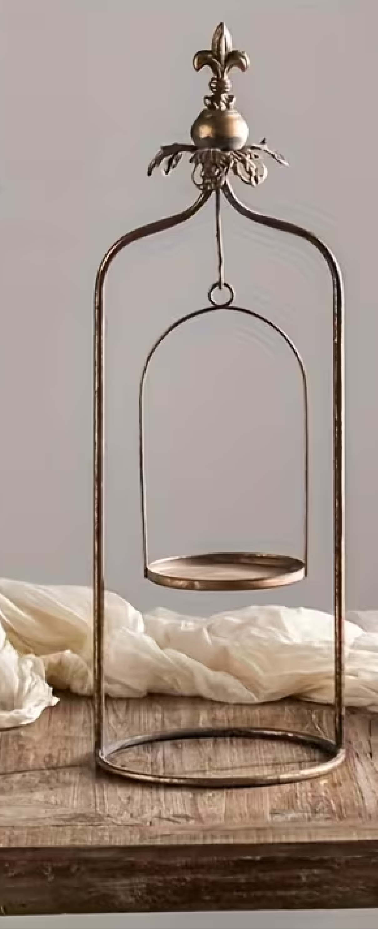 Loire gold wrought iron candle stand 23 inch pillar candle holder