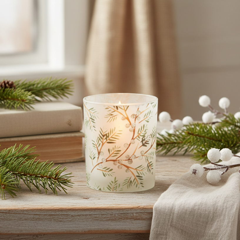 Frosted Evergreen Votive Lifestyle Image