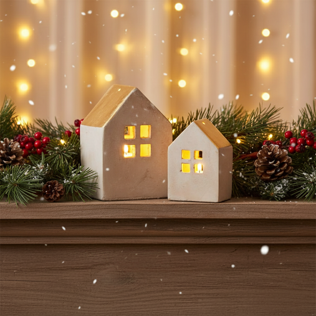 Golden Hearth Houses Set Holiday Display